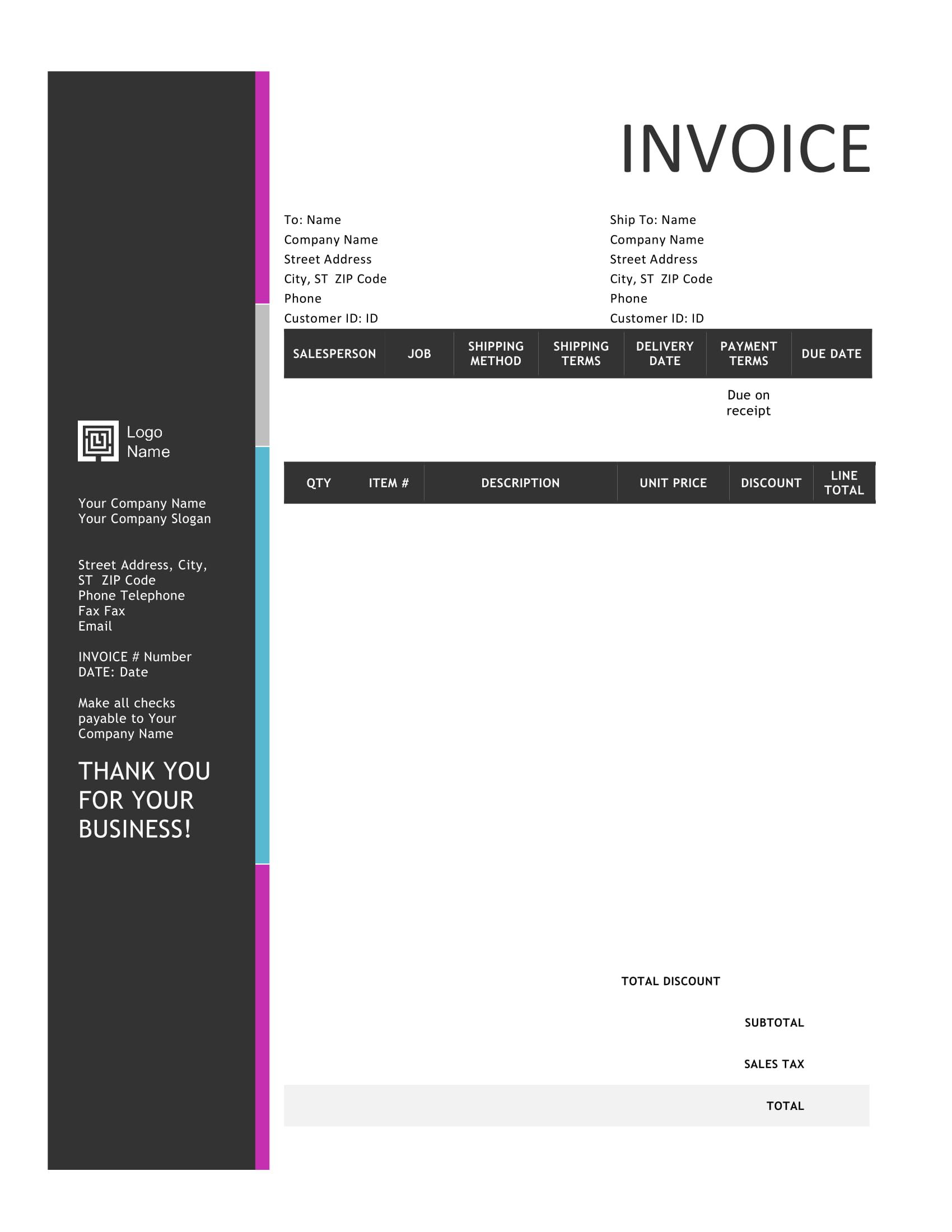 Template Of Invoice In Word Parahyena