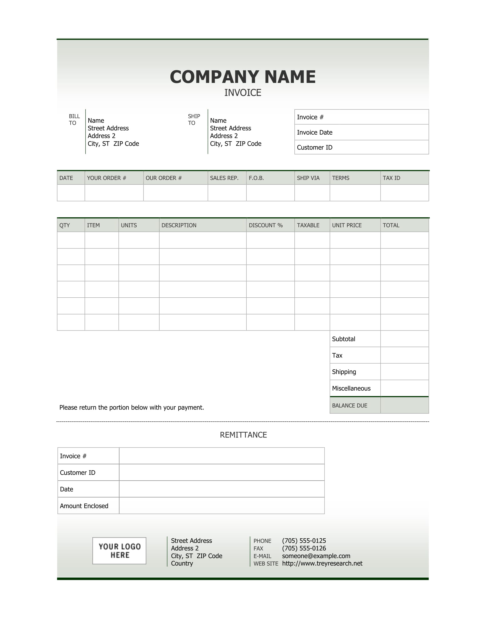 Word Document Tax Invoice Template Receipt Template Free Download