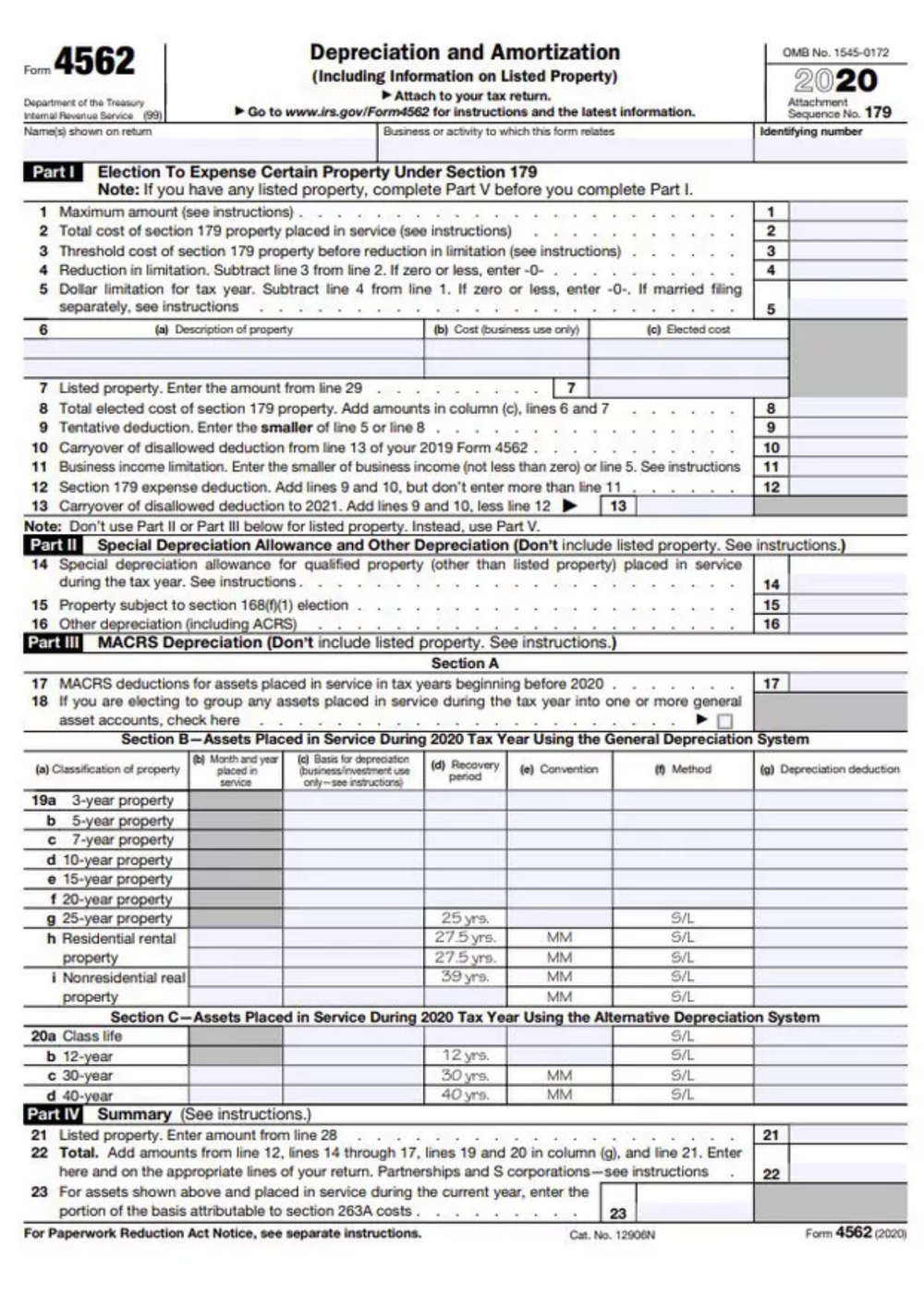 Instructions for Form 4562