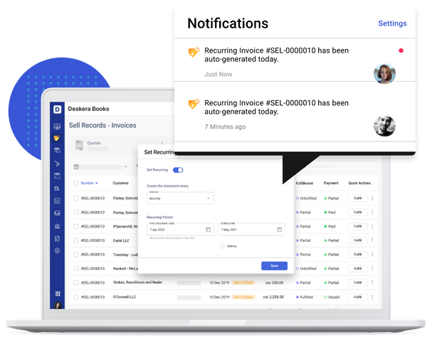 Deskera Recurring Invoice Notification